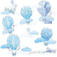 Autocolant perete Ballons - baloane albastre 