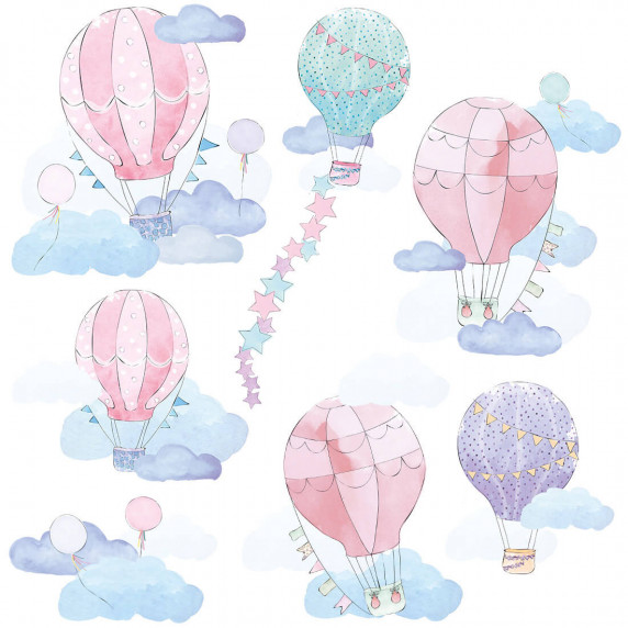 Autocolant perete Ballons - baloane colorate, roz