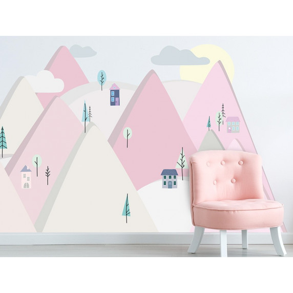 Autocolant perete Pink Mountains 150 x 75 cm - S