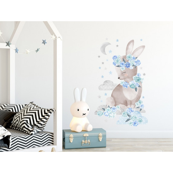 Autocolant perete Secret Garden Rabbit - iepuraș albastru