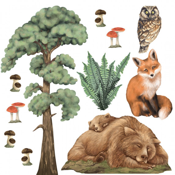 Autocolant perete FOREST ANIMALS I - animale de pădure