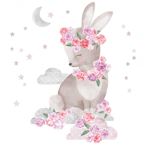 Autocolant perete Secret Garden Rabbit - iepuraș roz