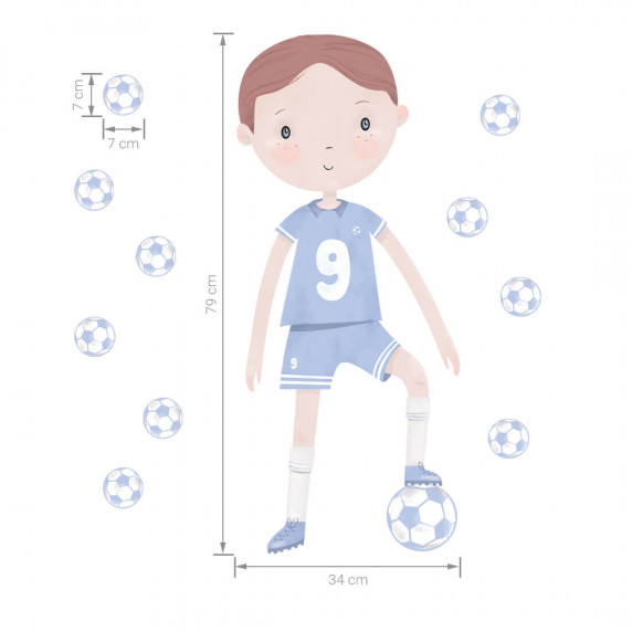 Autocolant perete - fotbalist - albastru - FOOTBALLER blue