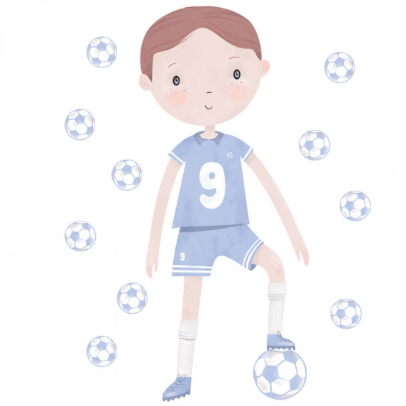 Autocolant perete - fotbalist - albastru - FOOTBALLER blue