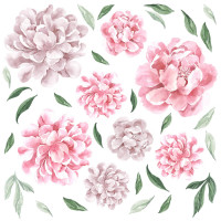 Autocolant perete Secret Garden Peonies - flori roz de bujor 