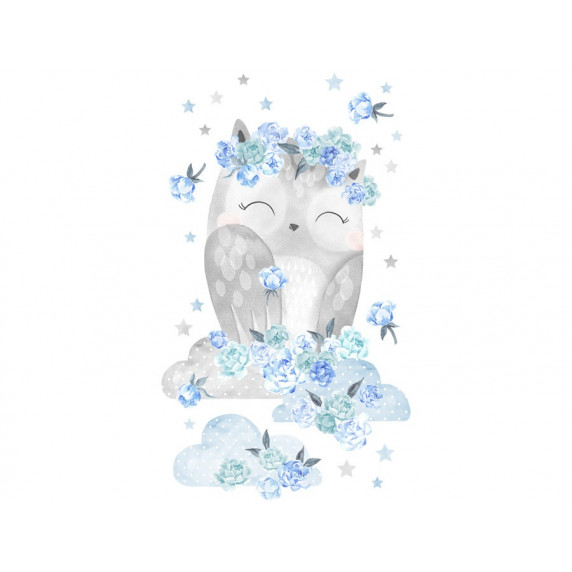 Autocolant perete Secret Garden Owl – bufniță, albastru
