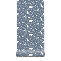 Tapet - animale de pădure - albastru - PASTELOWE Wallpapers Forest Blue 