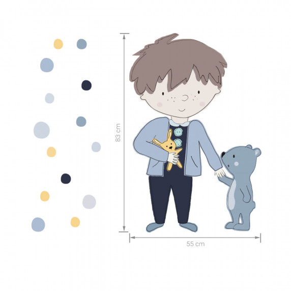 Autocolant perete - băiețel - TEDDY boy - albastru