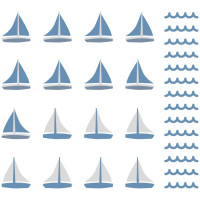 Autocolant perete - navă - albastru - SAILBOATS  