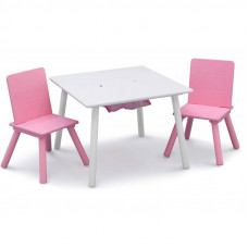 Masă pentru copii cu 2 scaune - alb/roz Preview