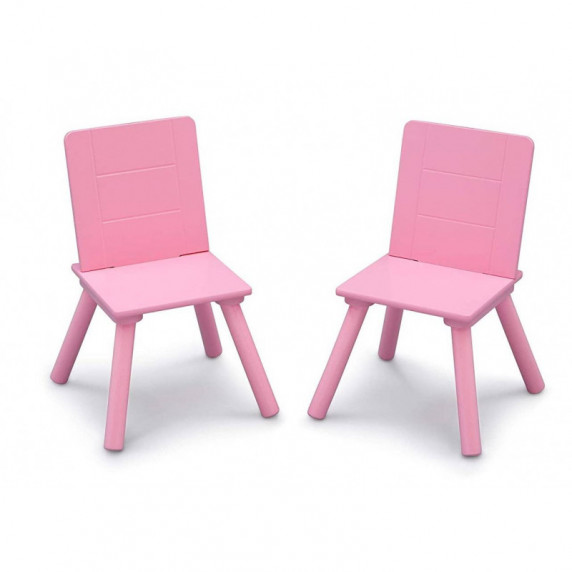 Masă pentru copii cu 2 scaune - alb/roz