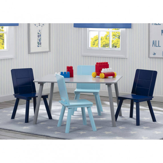 Masă pentru copii cu 4 scaune - gri/albastru