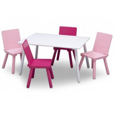 Masă pentru copii cu 4 scaune - alb/roz Preview