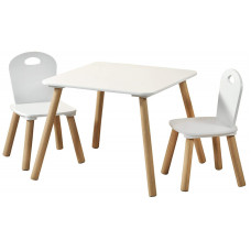 Masă pentru copii cu 2 scaune - SCANDI - alb/natur Preview