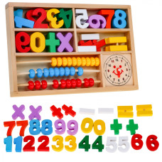 Set educațional din lemn pentru copii,  învățare matematică și ceasul - 32 elemente Preview