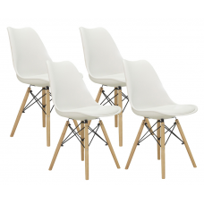 Set scaune cu picioare de lemn cu o pernă - 4 bucăți - alb - AGA MR2035W Preview
