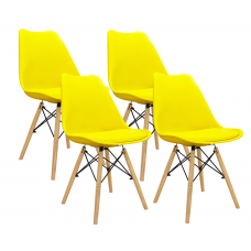 Set scaune  cu picioare de lemn cu o pernă - 4 bucăți - galben - AGA MR2035Y  Preview