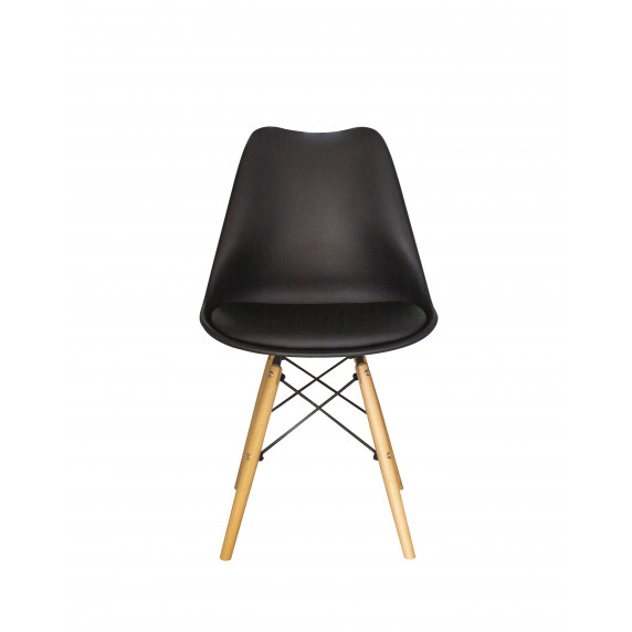 Set scaune cu picioare de lemn cu o pernă - 4 bucăți - negru - AGA MR2035B