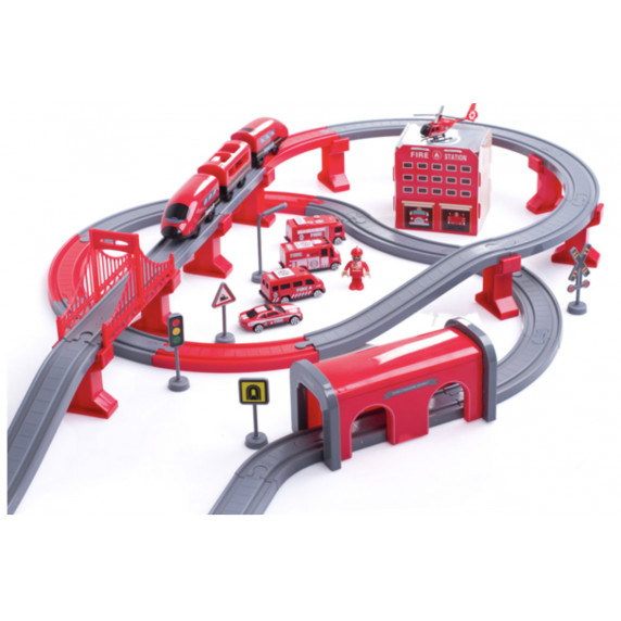 Set cale ferată din plastic - stație de pompieri - Aga4Kids