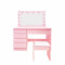 Masă de toaletă cu 5 sertare, scaun și cu iluminare LED  - roz - Aga MRDT12