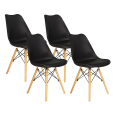 Set scaune cu picioare de lemn cu o pernă - 4 bucăți - negru - AGA MR2035B Preview