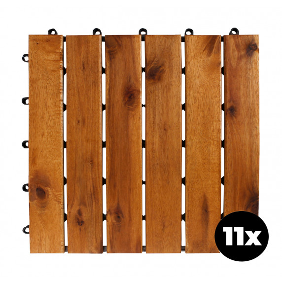 Gresie pentru terasă din lemn de salcâm - 30 x 30 cm - LINDER EXCLUSIV - 11 bucăți