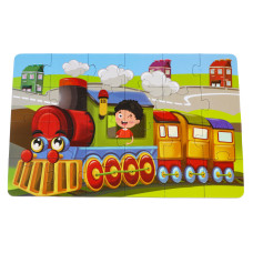 Puzzle pentru copii cu 24 piese - locomotivă - Fun puzzle Traffic series Preview