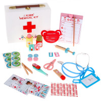 Set medical din lemn pentru copii în valiză cu accesorii 