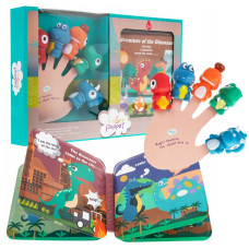 Set 5 marionete pentru degete + carte cu dinozauri pentru copii -  Inlea4Fun FINGER PUPPET Preview