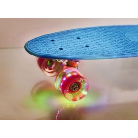 Skateboard cu roți LED Frisbee - albastru