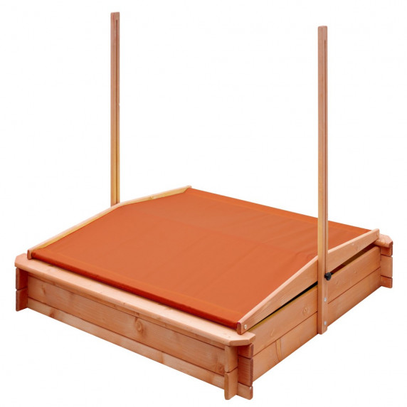 Cutie de nisip din lemn cu copertină - NEW BABY 120 x 120 cm - portocaliu