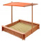 Cutie de nisip din lemn cu copertină - NEW BABY 120 x 120 cm - portocaliu