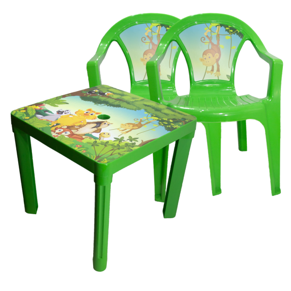 Masă pentru copii cu 2 scaune - verde - Inlea4Fun