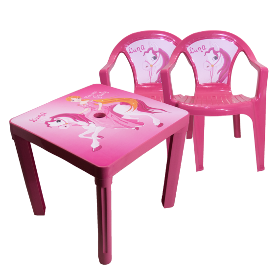 Masă pentru copii cu 2 scaune - Roz - Inlea4Fun