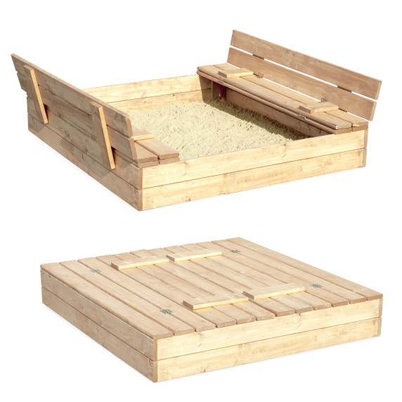Lada de nisip din lemn pentru copii 120x120 cm - AGA