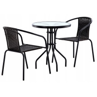 Set masă de grădină cu 2 scaune - Aga BISTRO NEO2262KPL - negru 