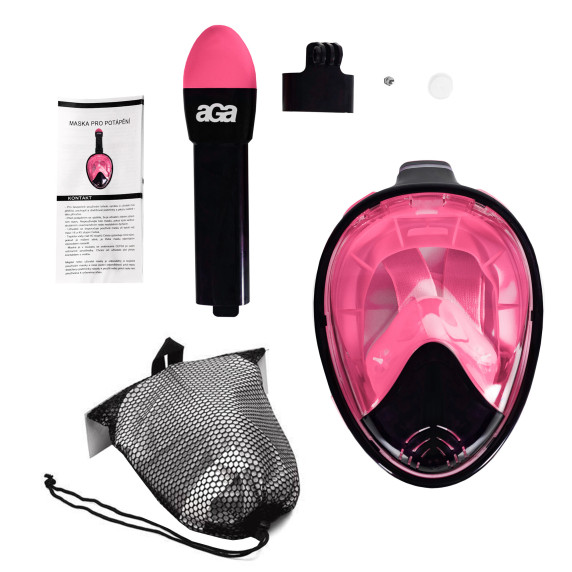 Mască de snorkeling S/M -  AGA DS1121BL-PI - Negru/Roz