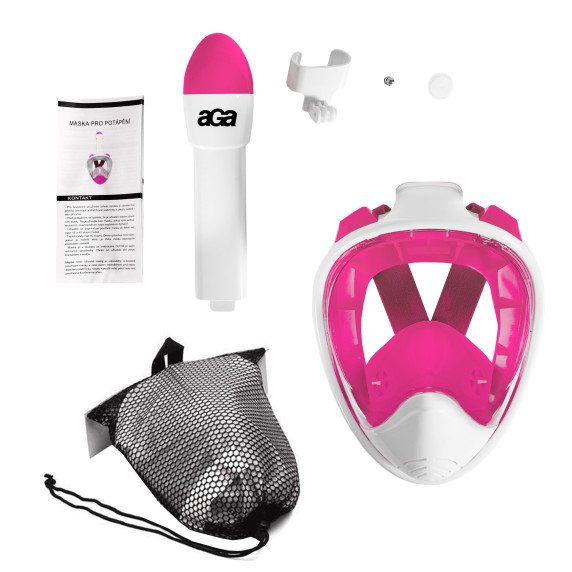 Mască de snorkeling L/XL -  AGA DS1113WH - Alb/Roz