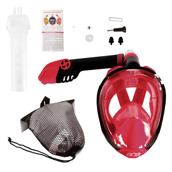 Mască de snorkeling - L/XL - roșu - Snorkeling DS1133R Aga