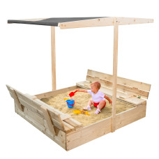 Loc de joacă din lemn cu copertină pentru copii - 120 x 120 cm AGA - gri închis Preview