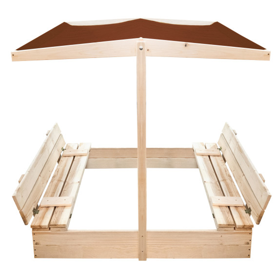Loc de joacă din lemn cu copertină pentru copii - 120 x 120 cm AGA - maro