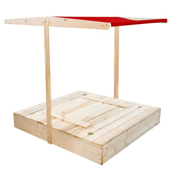 Loc de joacă din lemn cu copertină pentru copii - 120 x 120 cm AGA - roșu