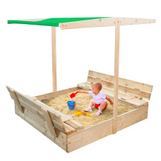 Loc de joacă din lemn cu copertină pentru copii - 120 x 120 cm AGA - verde 