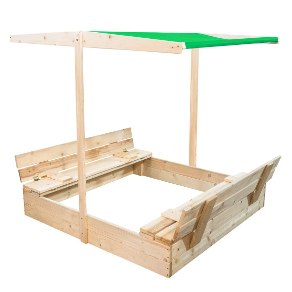 Loc de joacă din lemn cu copertină pentru copii - 120 x 120 cm AGA - verde