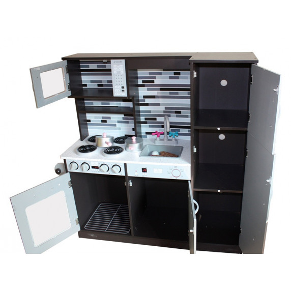 Bucătărie pentru copii cu frigider, cuptor, chiuvetă, inox, Harmony, Aga4kids  MR6036