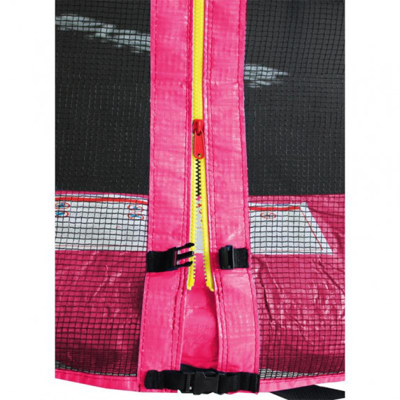Trambulină Aga Sport Pro cu diametrul de 430 cm, plasă protecție + scară și buzunar pentru pantofi - roz