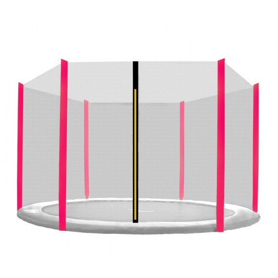 Plasă de siguranță Aga pentru trambulină cu diametrul de 430 cm și 6 stâlpi - neagră/roz
