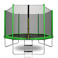 Trambulină cu diametrul de 250 cm cu plasă de siguranță exterioară și scară - verde deschis - AGA SPORT TOP MR1560LD 