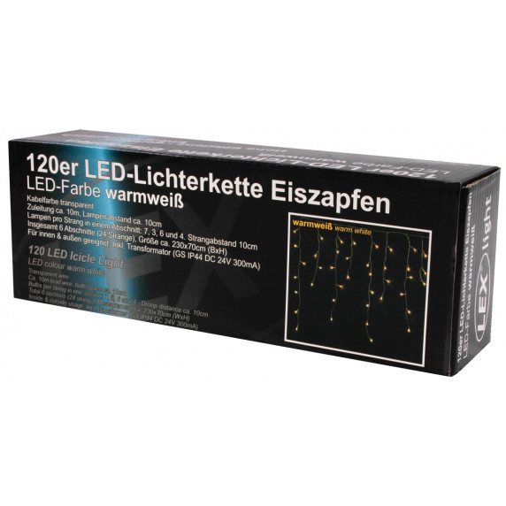 Instalație perdea țurțuri LED - 120 LED - Linder Exclusiv LK006W - alb cald