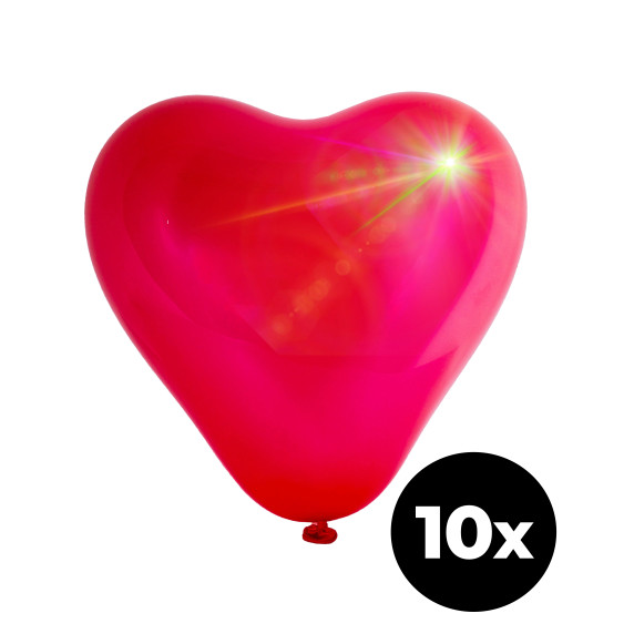 Balon inimioară cu LED - roșu - 25 cm - 10 buc - Aga4Kids